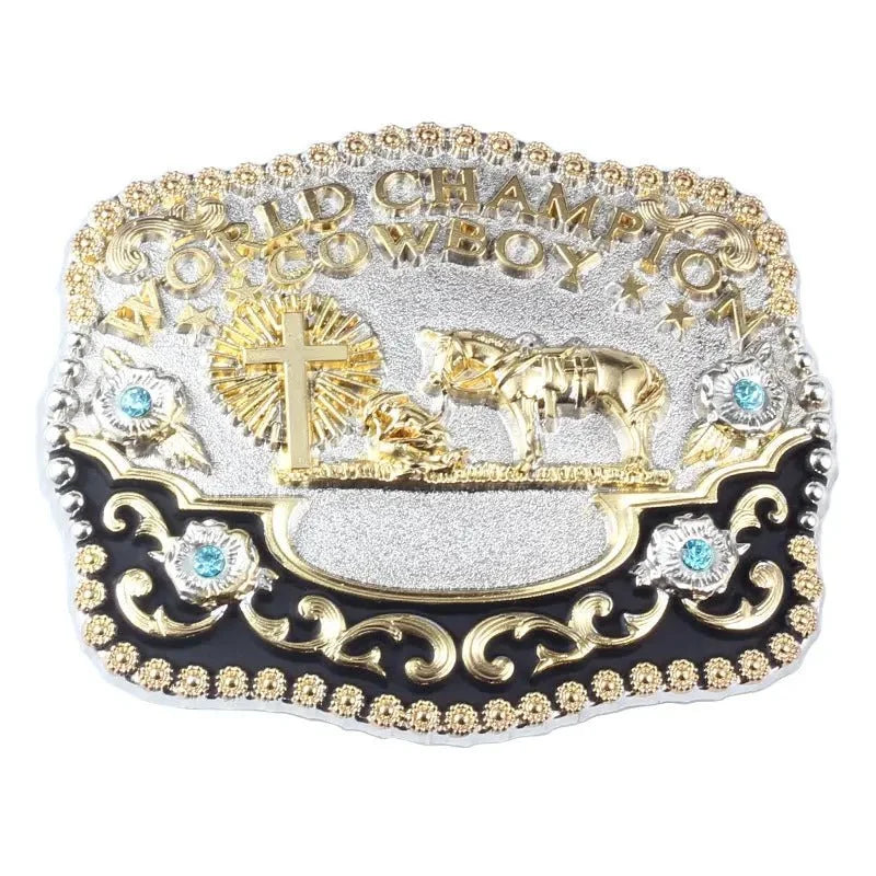 World Champion Golden Cowboy Belt Buckle