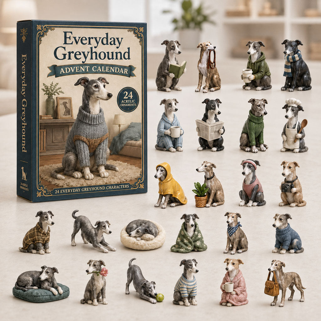 Greyhound Advent Calendar 2026 - 24 Greyhound Christmas Ornaments