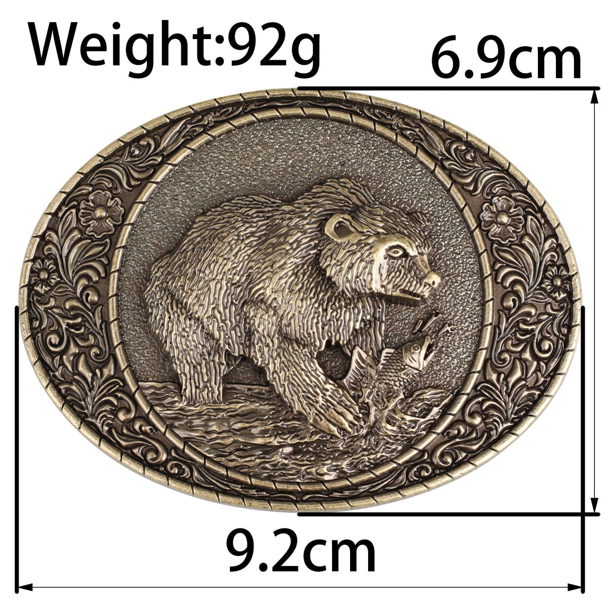 Grizzly Bear Fishing Western Belt Buckle