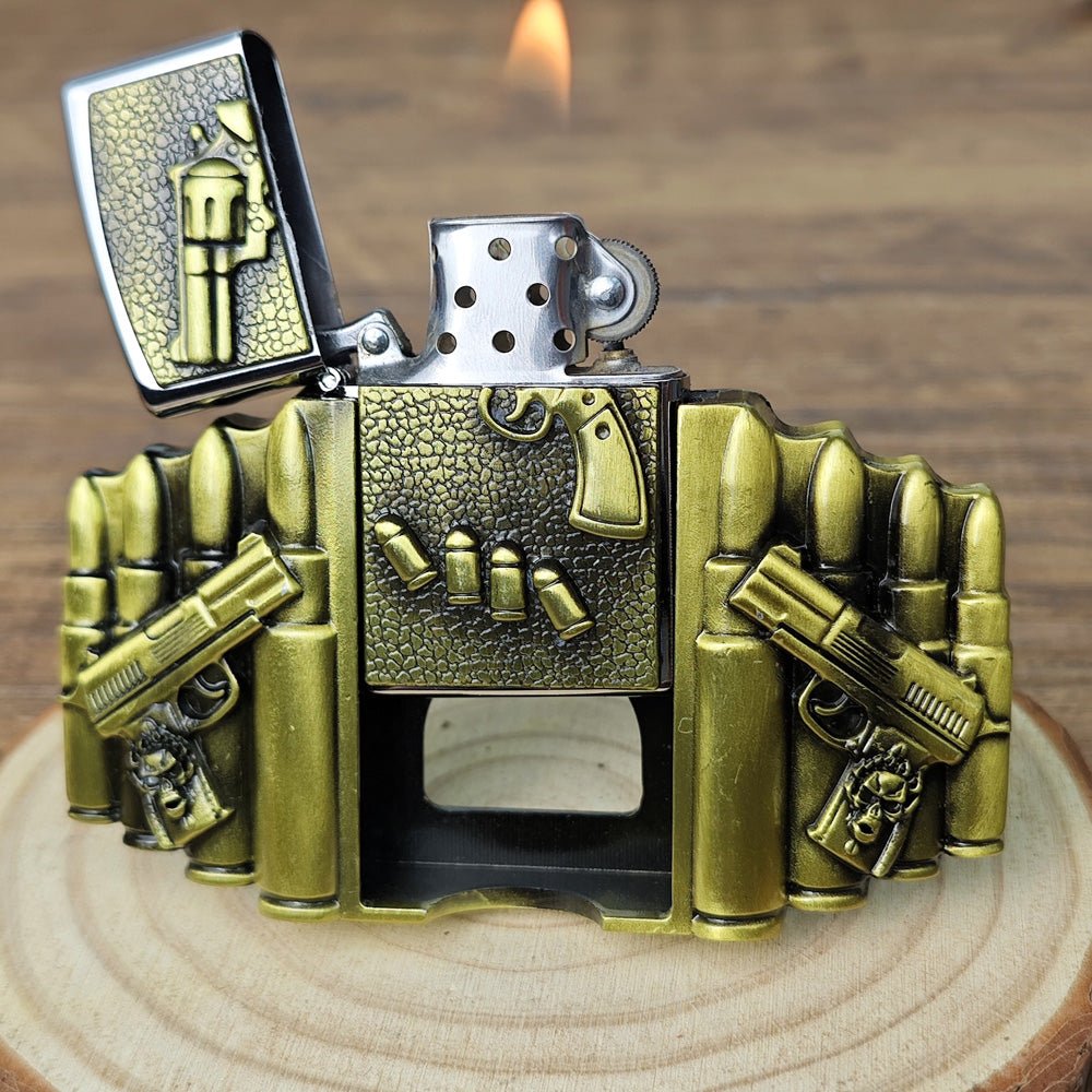 Gun Shape Lighter Holder Belt Buckle