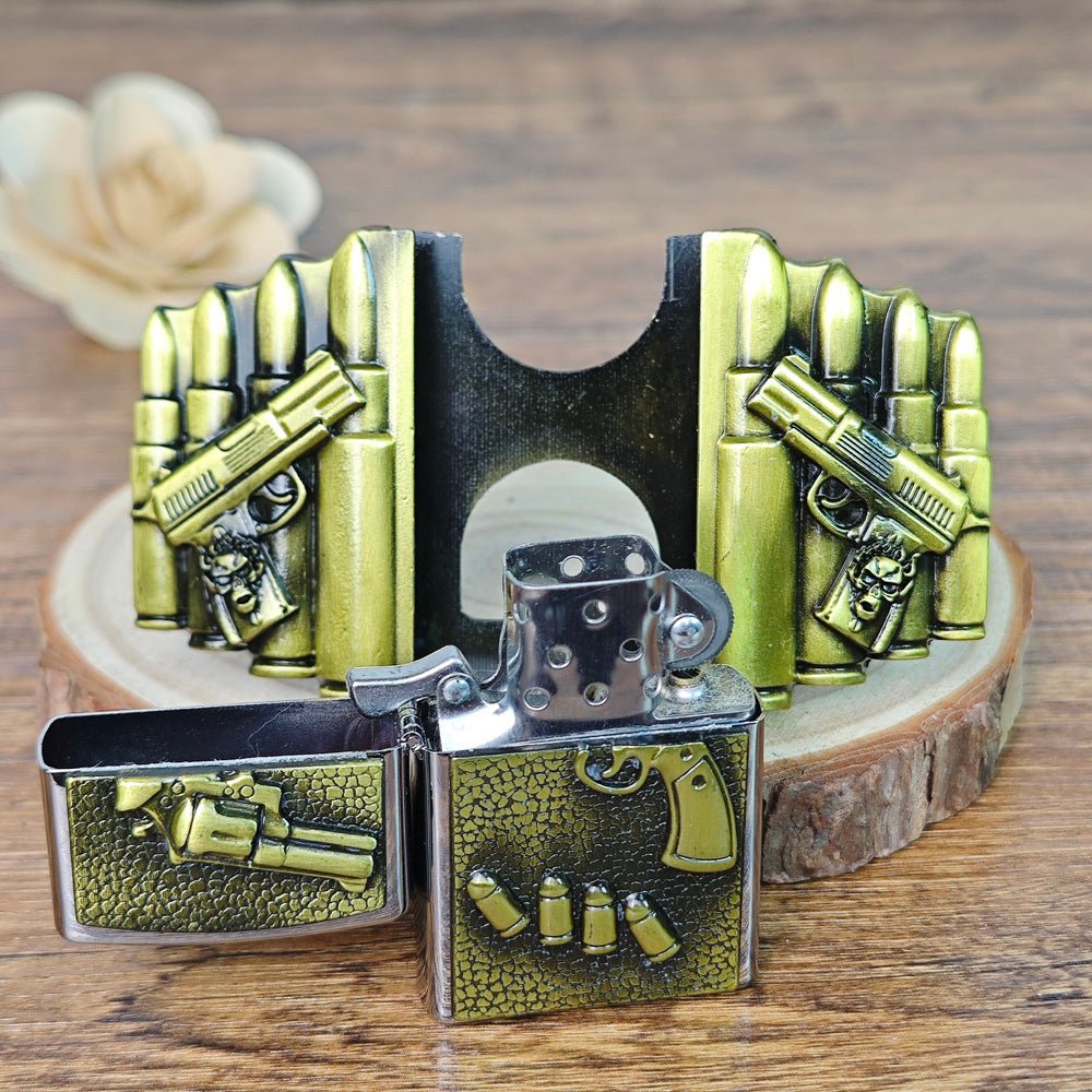 Gun Shape Lighter Holder Belt Buckle
