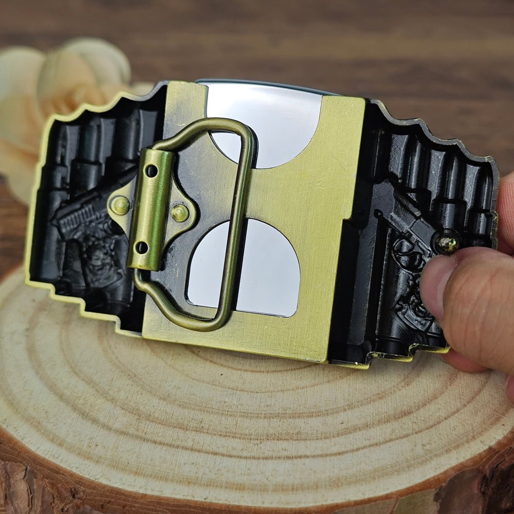 Gun Shape Lighter Holder Belt Buckle
