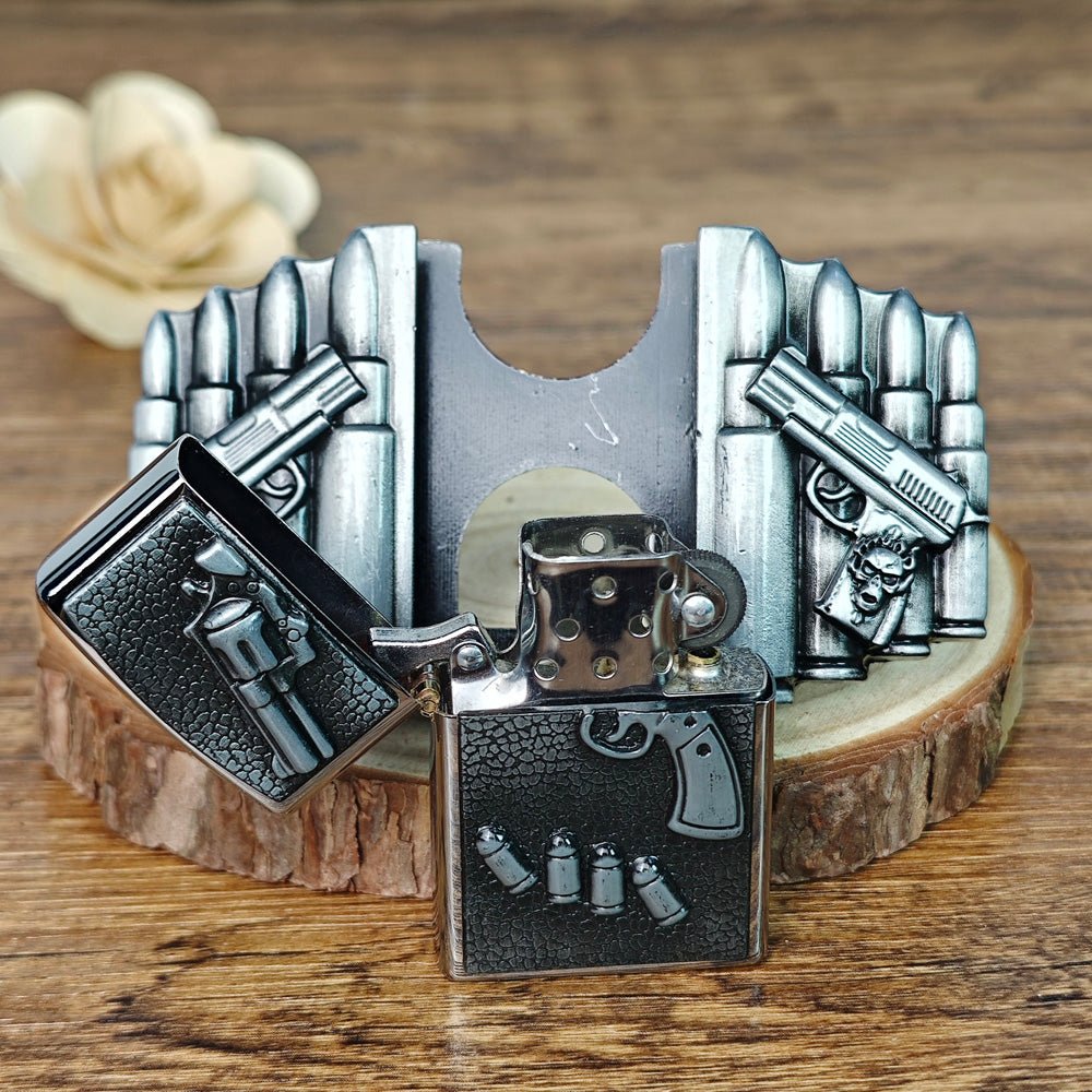 Gun Shape Lighter Holder Belt Buckle