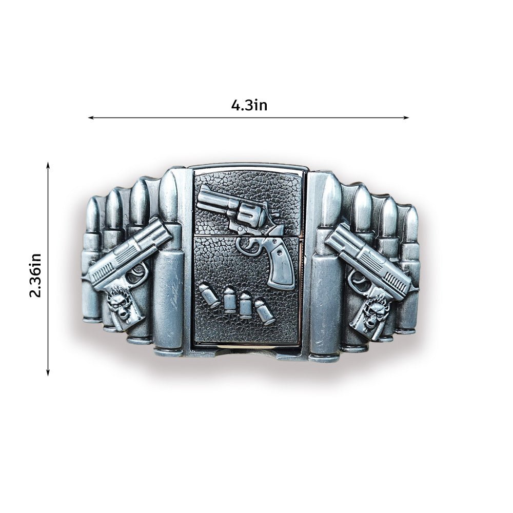 Gun Shape Lighter Holder Belt Buckle