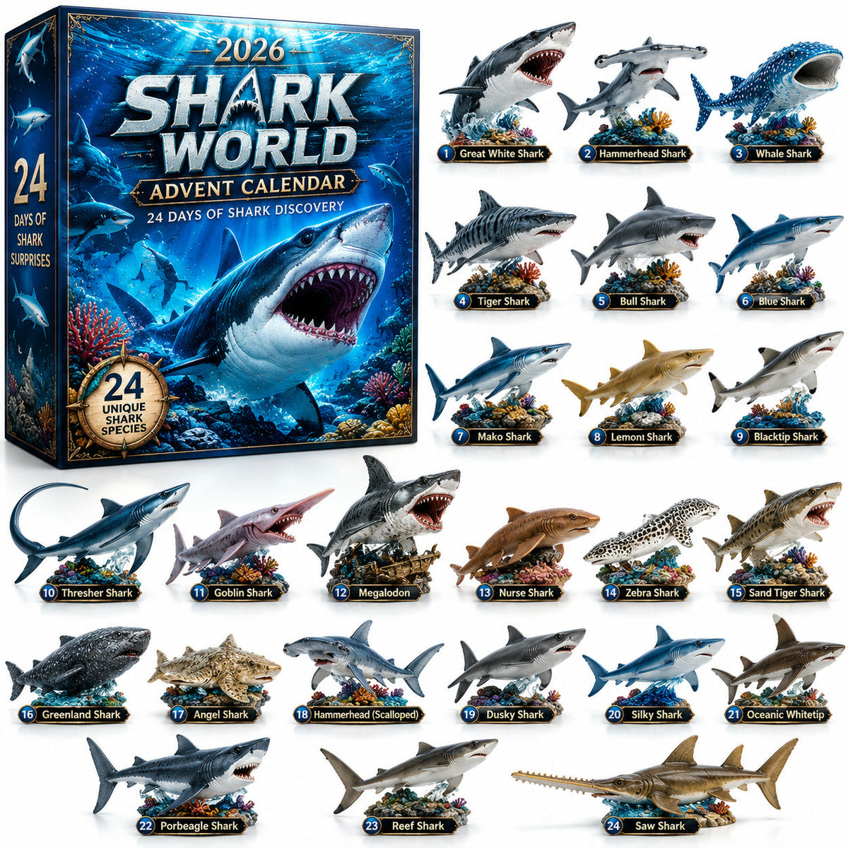Shark World Advent Calendar 2026 - 24 Shark Species