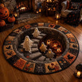 Halloween 3D Vortex Optical Illusion Round Rug, Non Slip Decorative Floor Mat, Spooky Visual Trap Design, Halloween Home Decor Gift for Family & Party Lovers