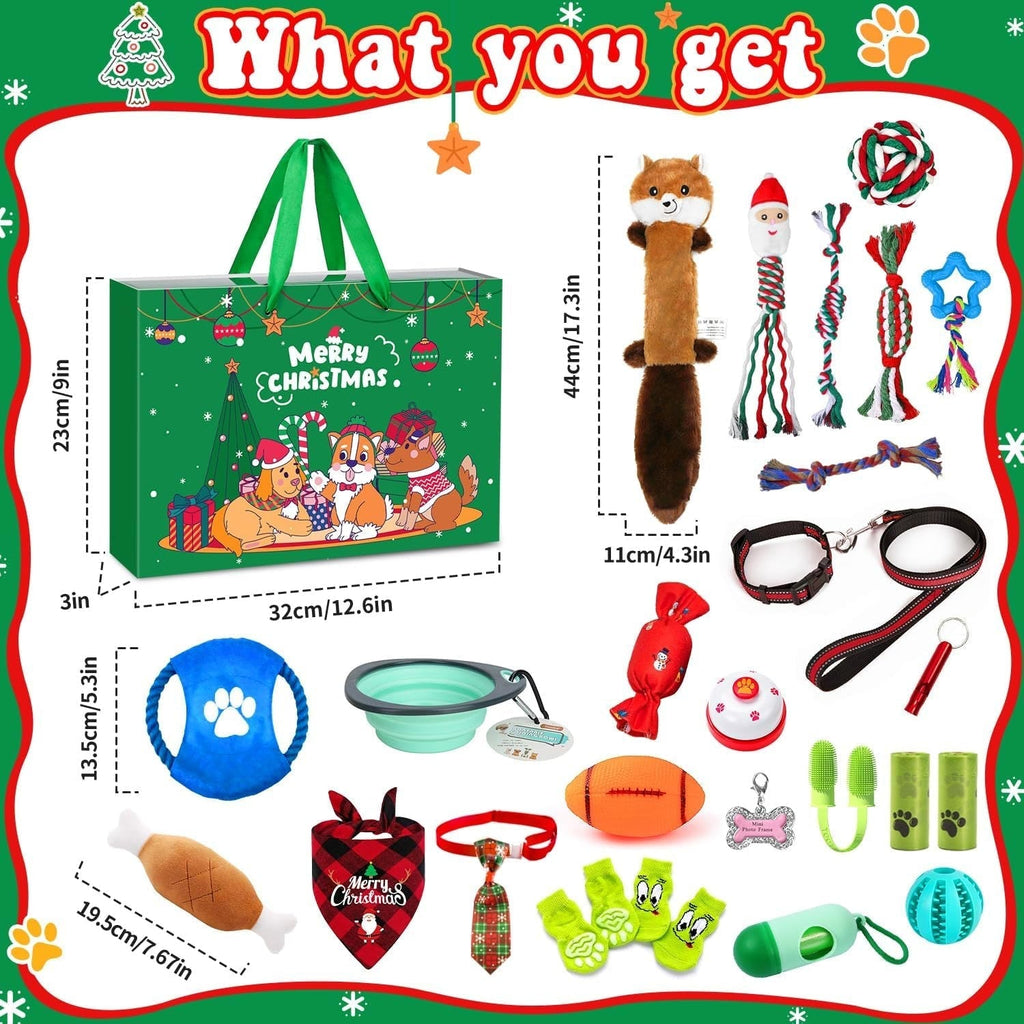 Dog Advent Calendar 2026 - 24 Toys, Collar, Leash and Treat Pouch