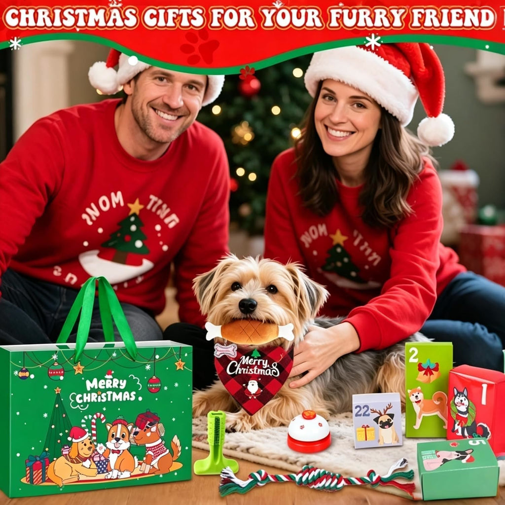 Dog Advent Calendar 2026 - 24 Toys, Collar, Leash and Treat Pouch