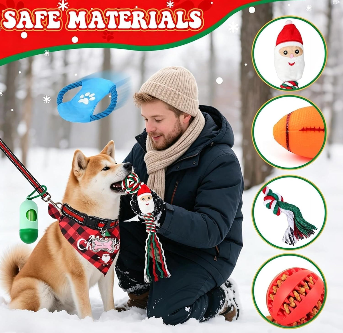 Dog Advent Calendar 2026 - 24 Toys, Collar, Leash and Treat Pouch