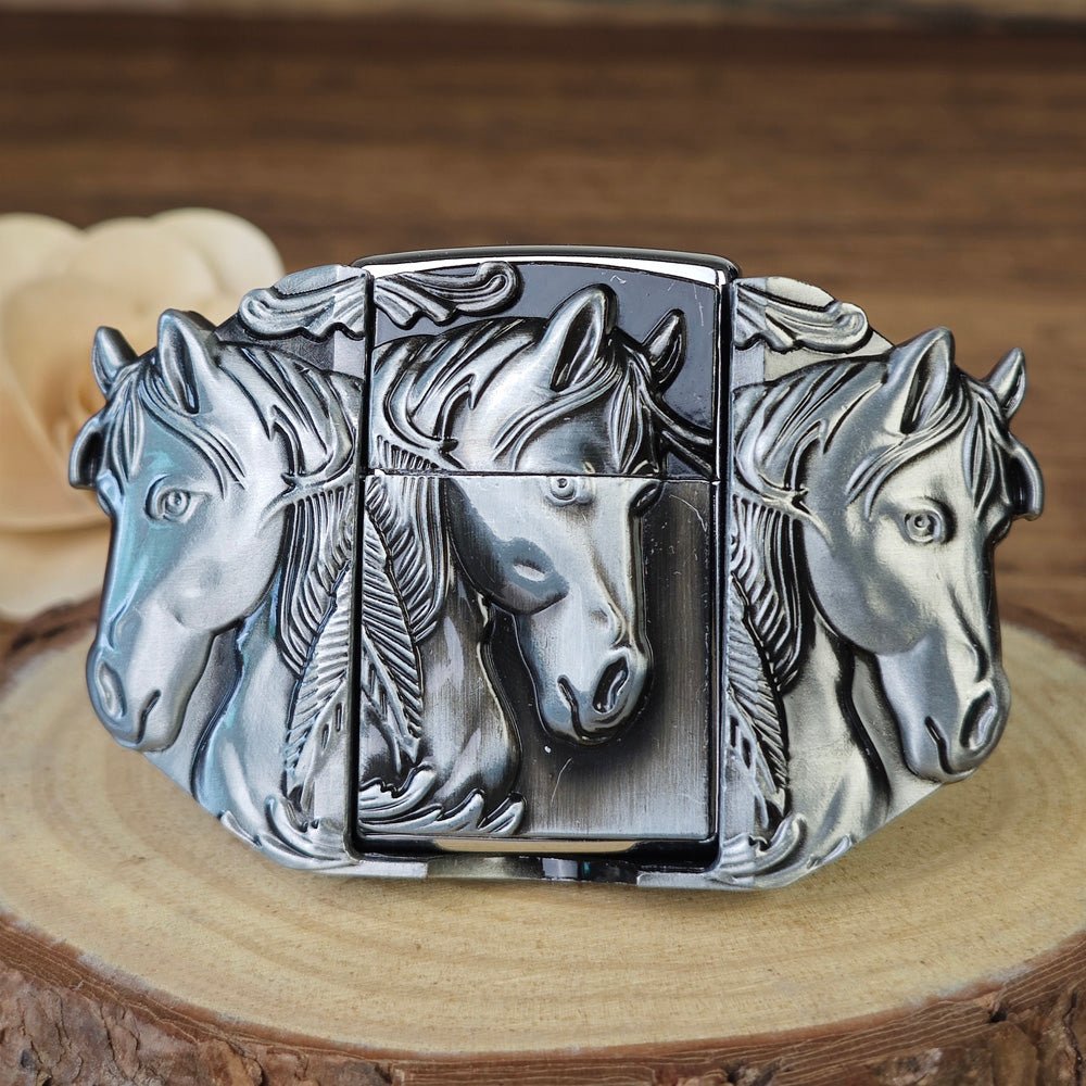 Horse Belt Buckle with Secret Lighter Inside