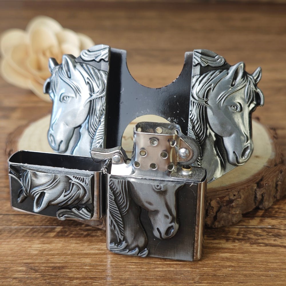 Horse Belt Buckle with Secret Lighter Inside