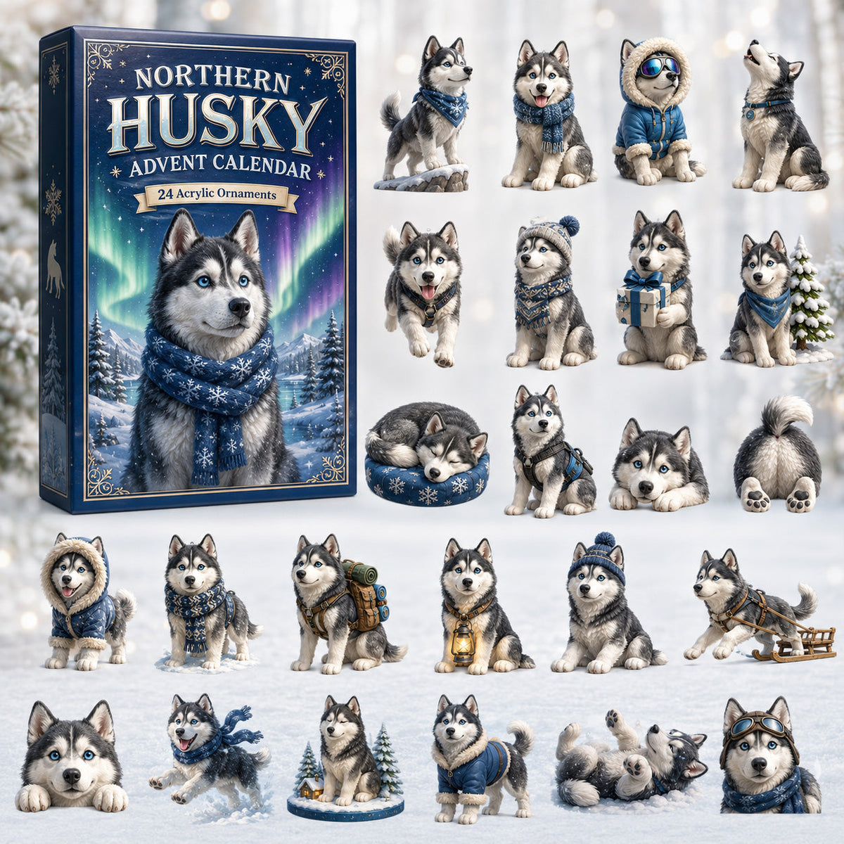 Husky Advent Calendar 2026 - 24 Acrylic Husky Hangers