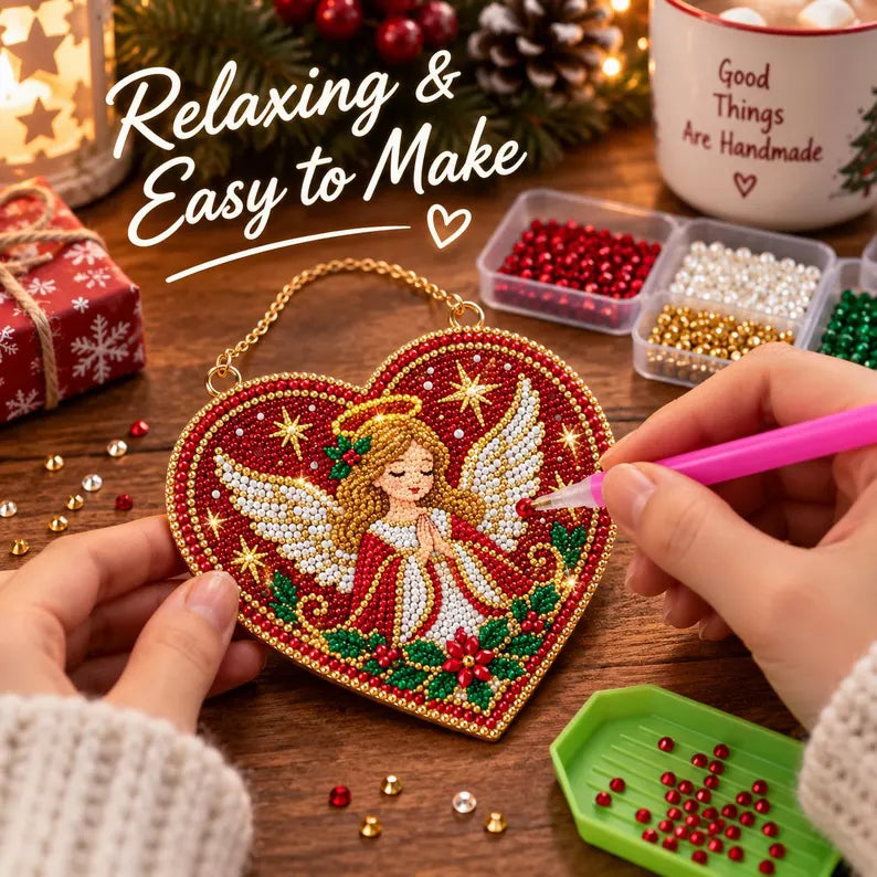 DIY Christmas Angel Heart Ornament