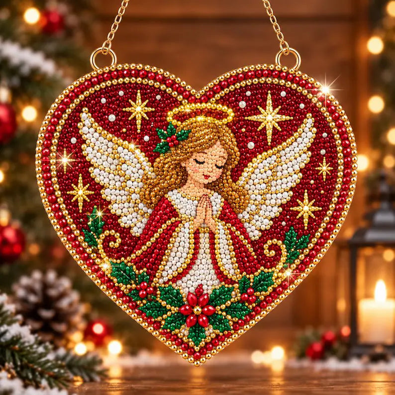 DIY Christmas Angel Heart Ornament
