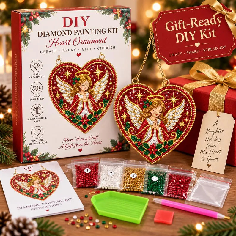 DIY Christmas Angel Heart Ornament