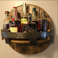 Sikunuo | Rustic Whiskey Barrel Shelf – Bourbon Bottle Wall Display Rack