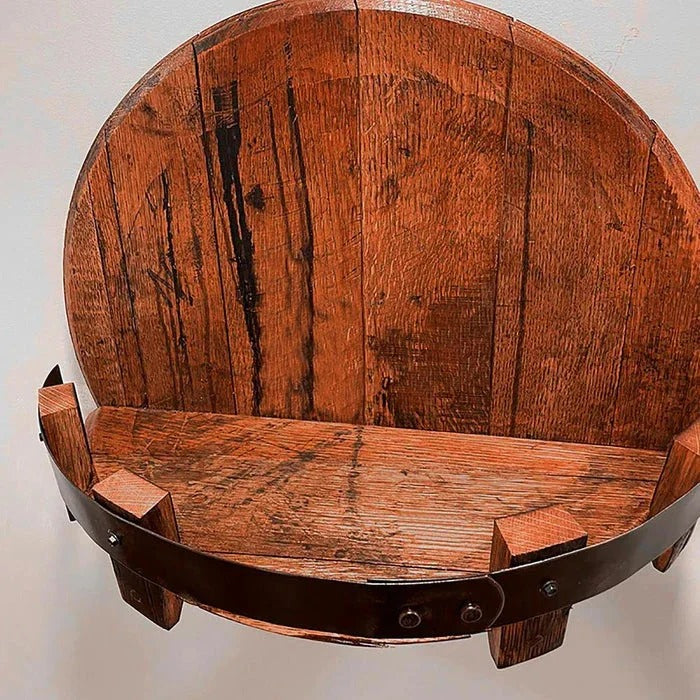 Sikunuo | Rustic Whiskey Barrel Shelf – Bourbon Bottle Wall Display Rack
