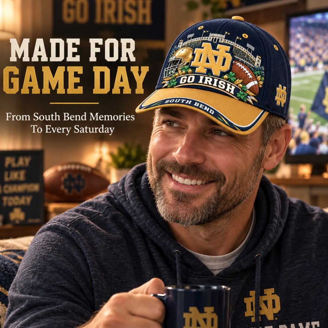 GO IRISH Blue & Gold Football Cap