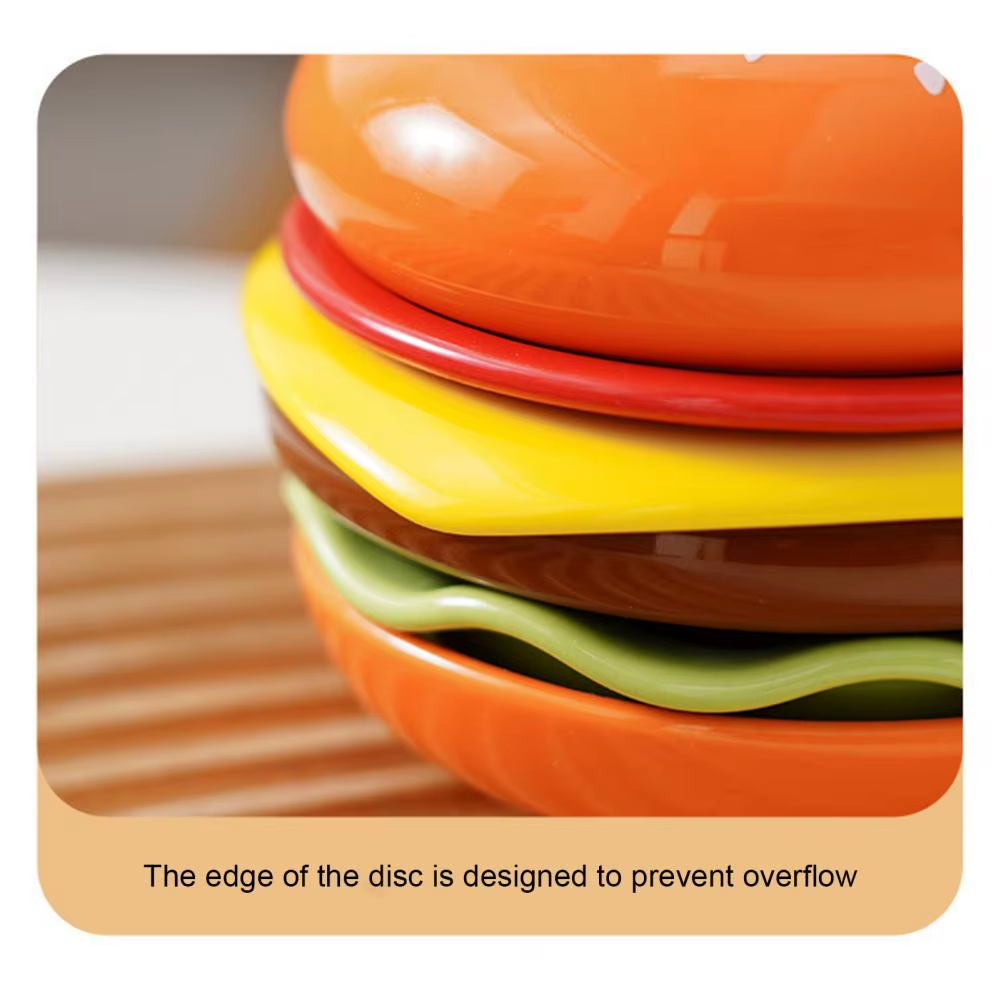 Sikunuo | Mini Stacked Hamburger Ceramic Plate Set