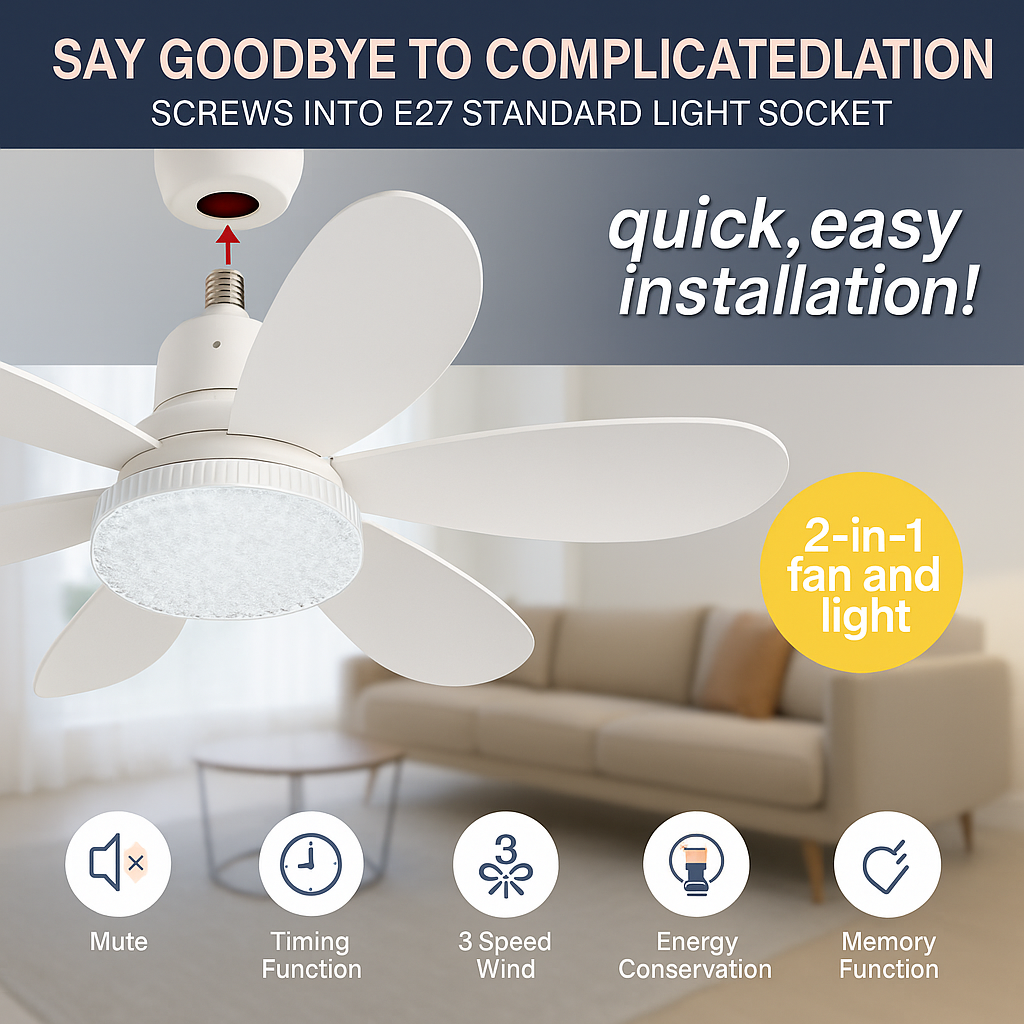 Sikunuo | Elegant Flower Energy Saving RC Ceiling Fan Lamp