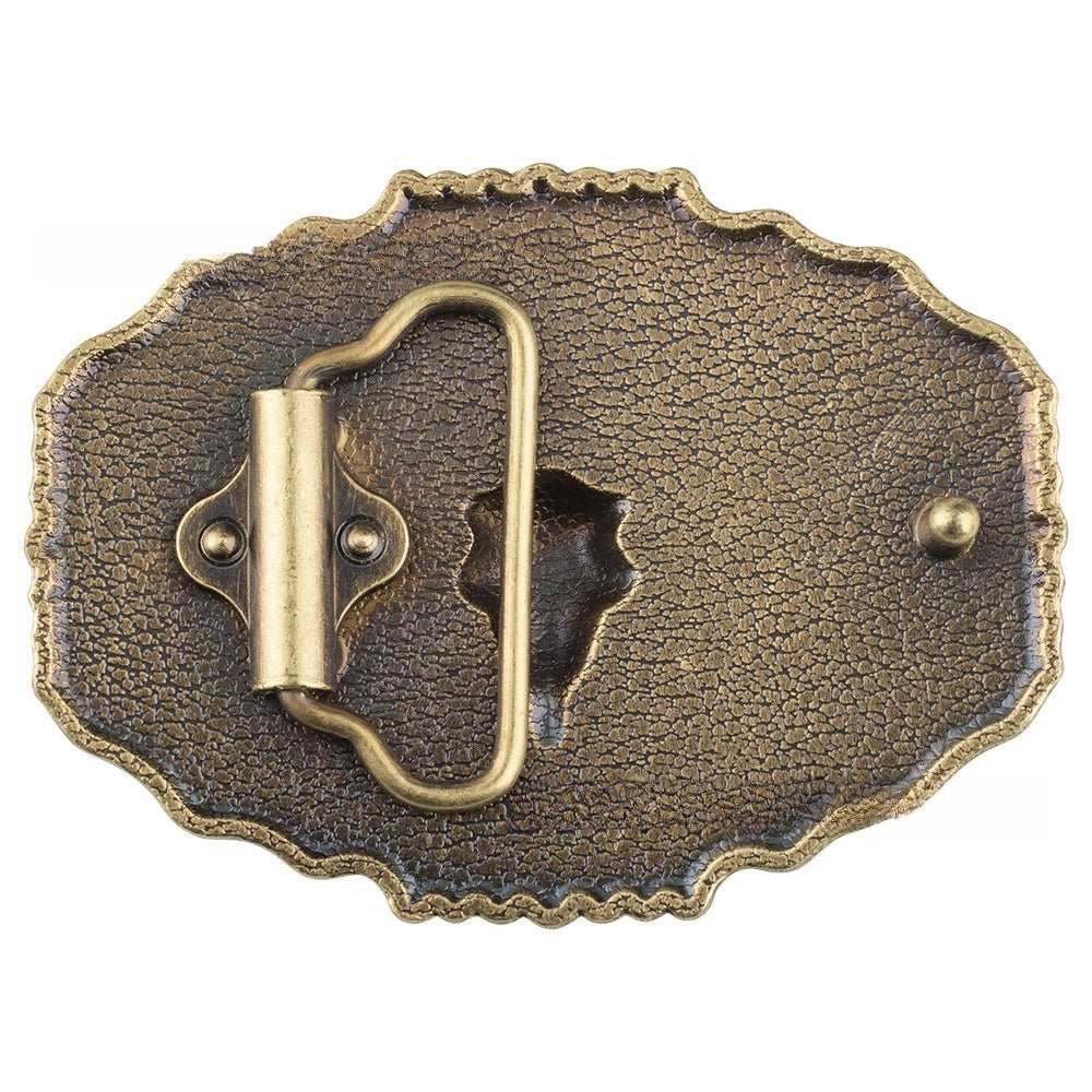 Western Longhorn Bull Skull Belt Buckle Antique Bronze Floral