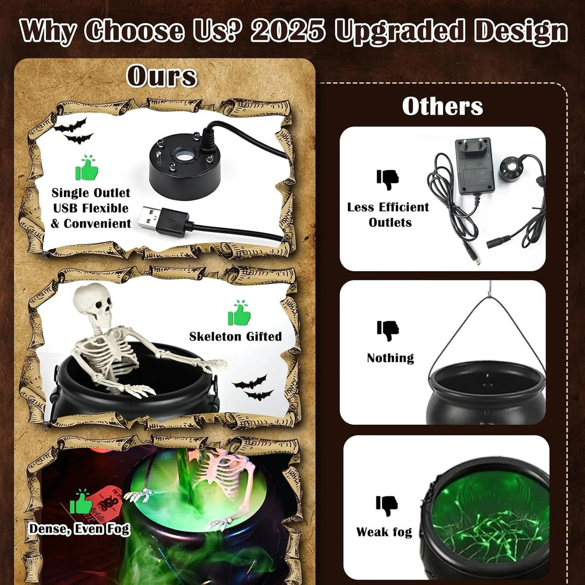 Sikunuo | Cauldron decoration – with floating magic bottle & fog effect