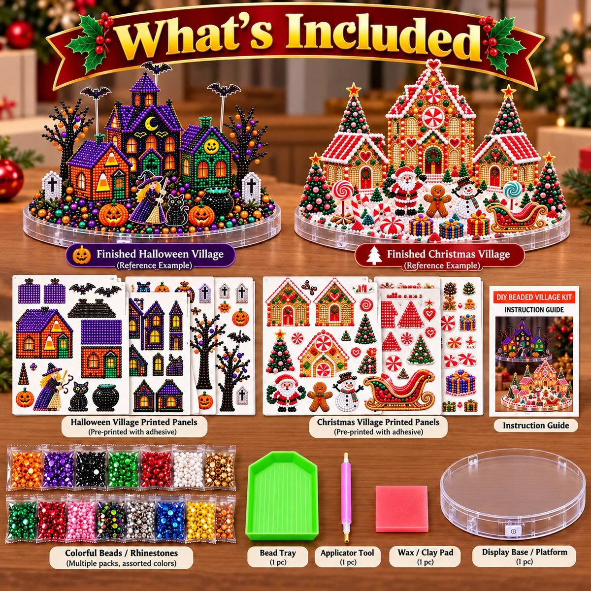 3D DIY Diamond Art Village Kit – Christmas & Halloween Craft Decor