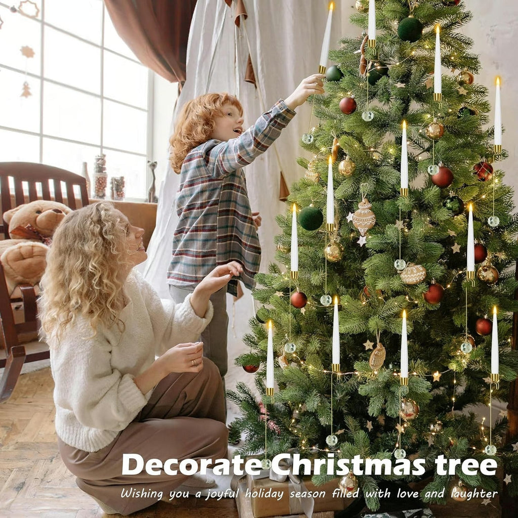 Sikunuo | LED Christmas tree candles with crystal ball – Realistic flame effect