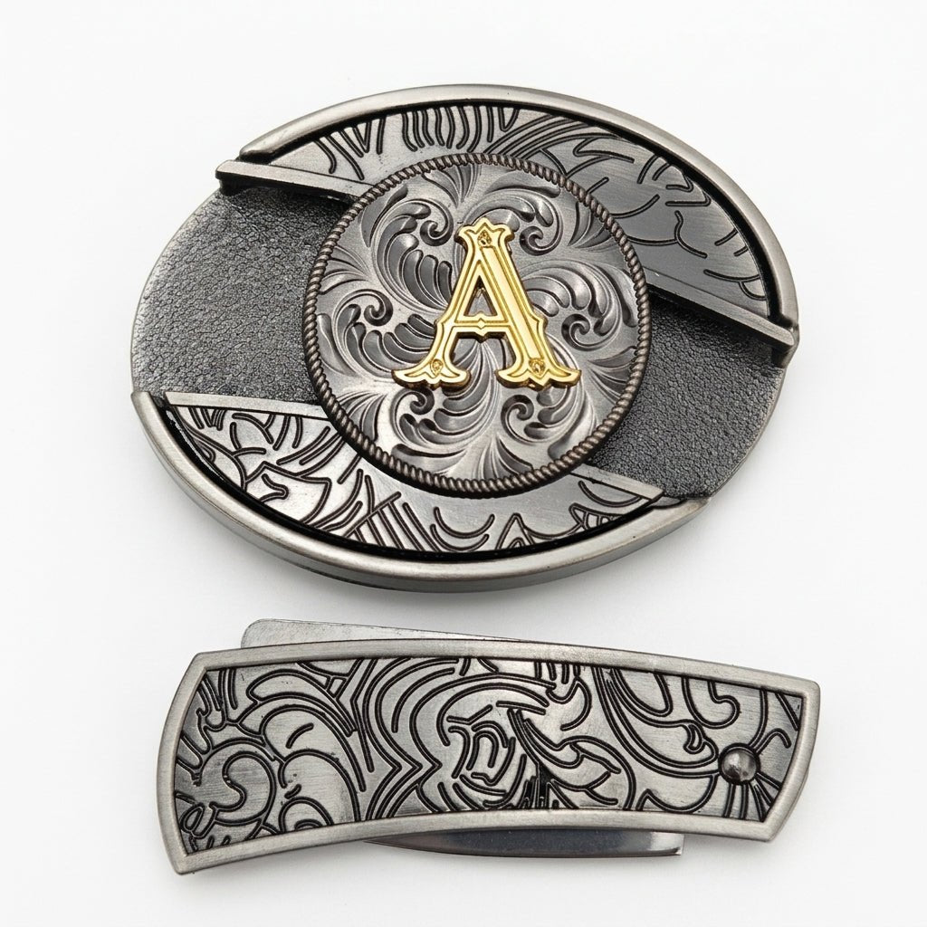 Initial A To Z Western Belt Buckle for Cowboy Cowgirl