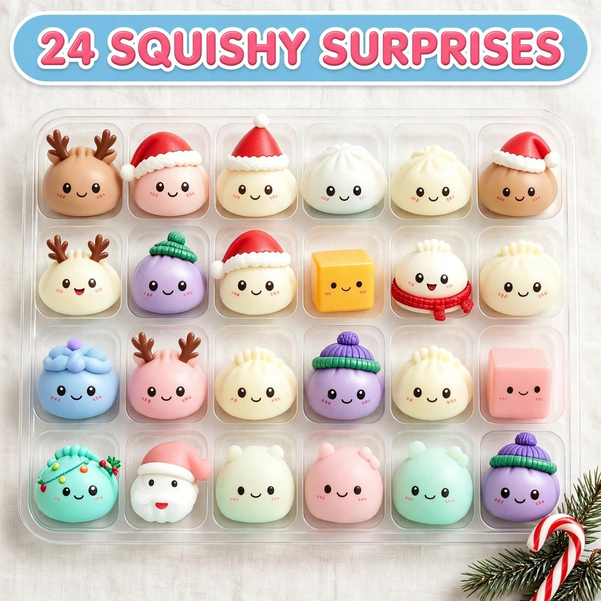 Christmas Dumpling Squishy Advent Calendar 2026 - 24 Slow-Rise Squishies