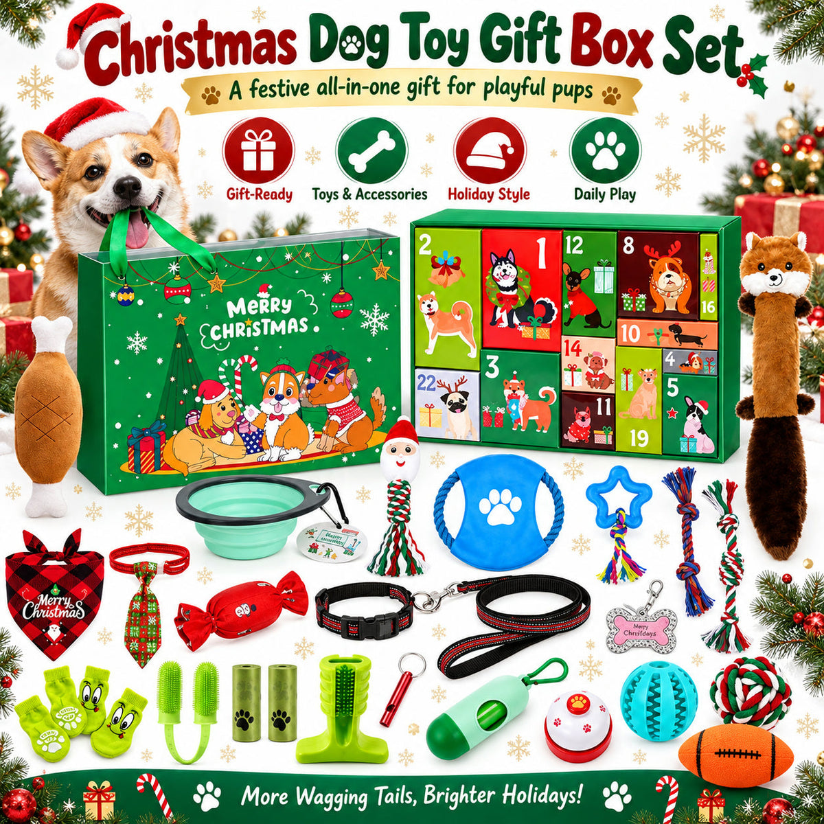 Christmas Dog Gift Advent Calendar - 24 Dog Toys