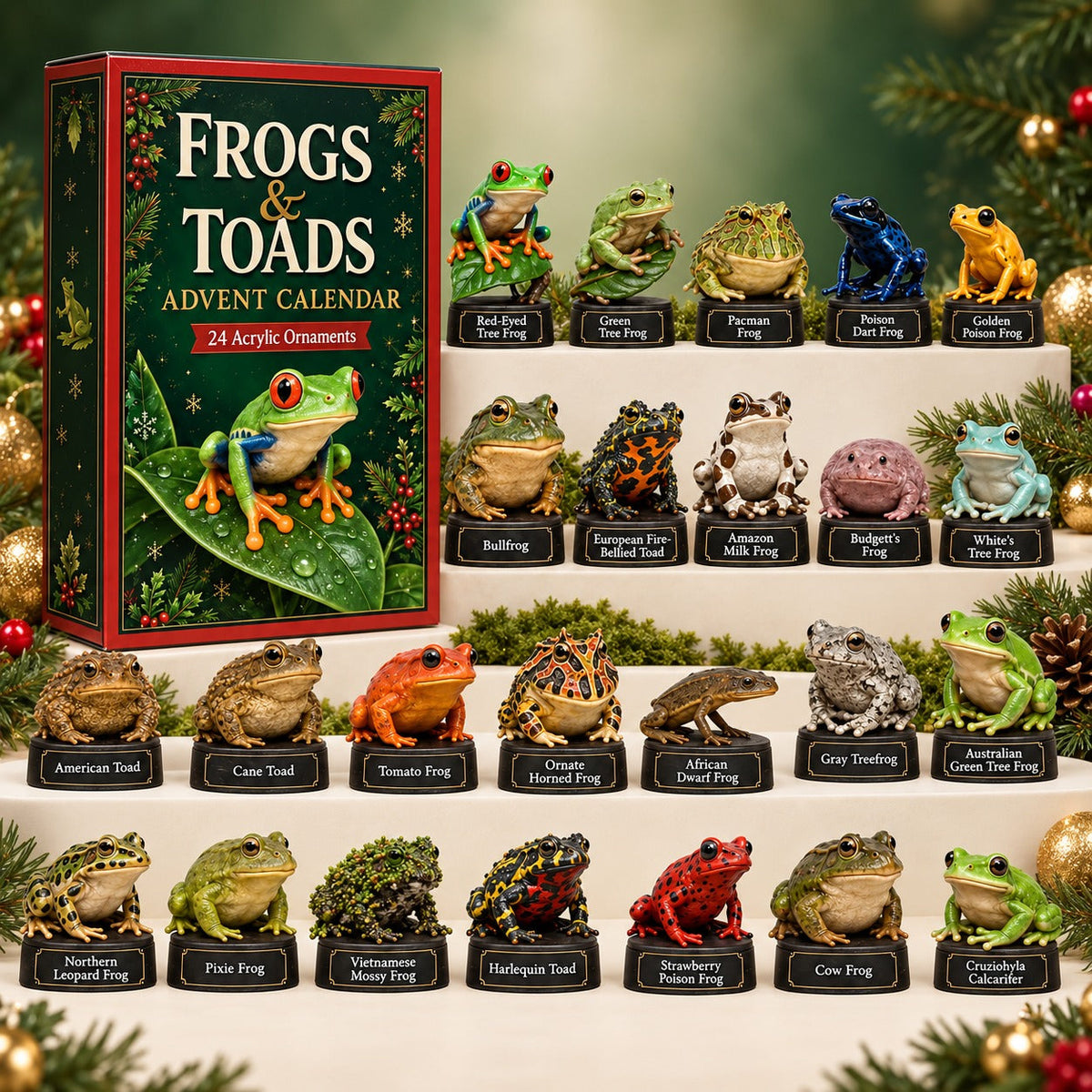 Frogs & Toads Advent Calendar 2026 - 24 Frog Figurines