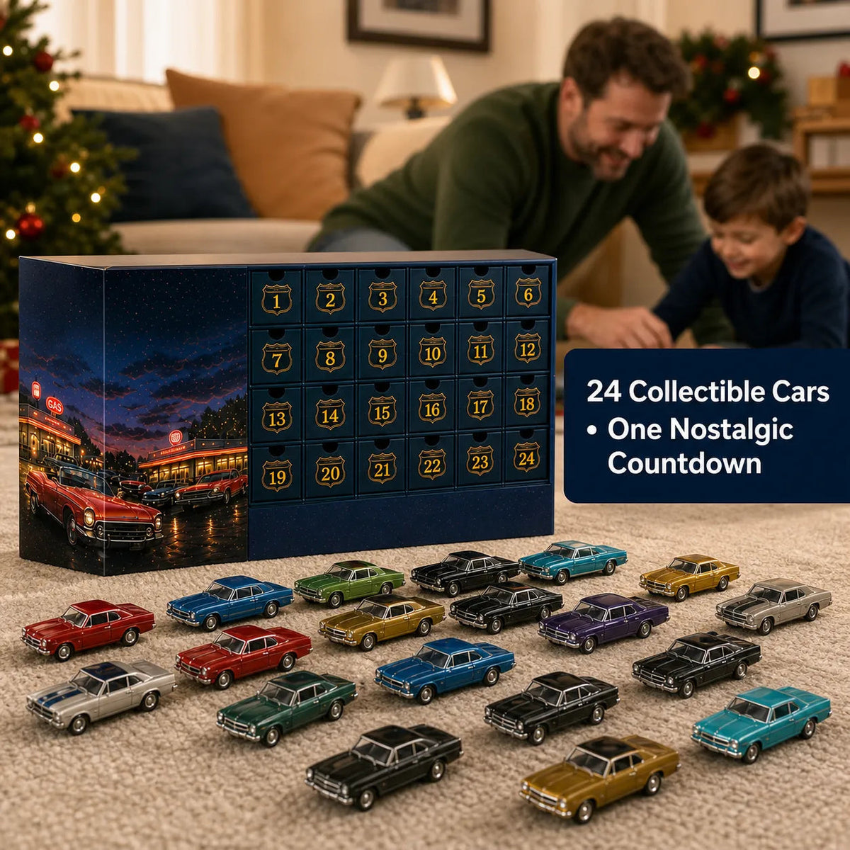 Classic American Cars Advent Calendar 2026 - 24 Acrylic Vintage Cars