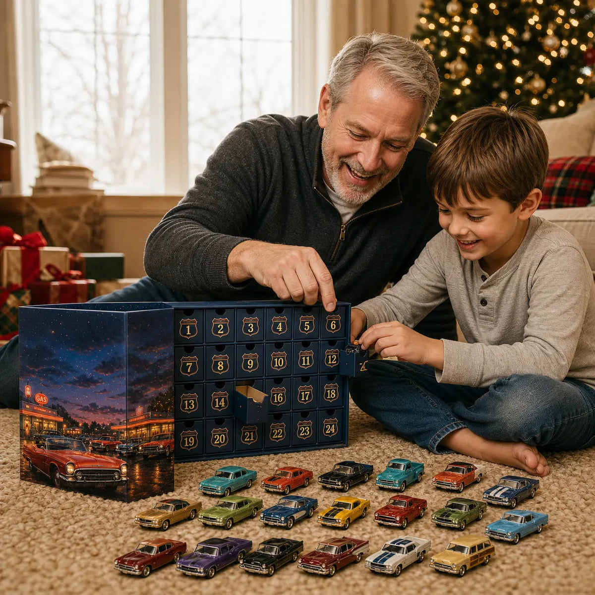 Classic American Cars Advent Calendar 2026 - 24 Acrylic Vintage Cars