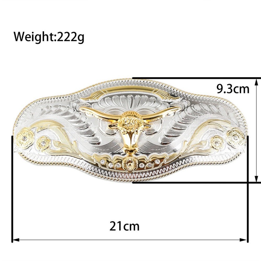 Large Two-tone Belt Buckle Western Cowboy Rodeo Style