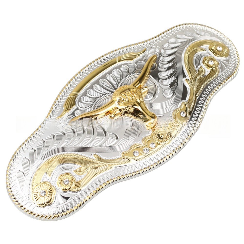 Large Two-tone Belt Buckle Western Cowboy Rodeo Style