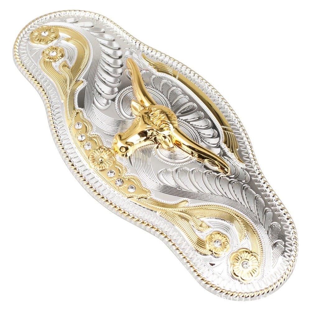 Large Two-tone Belt Buckle Western Cowboy Rodeo Style
