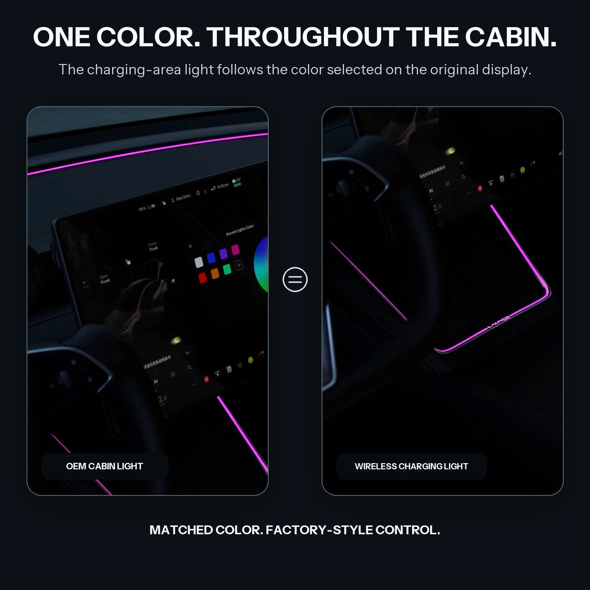 Laser-Carved Ambient Light for Model Y Juniper / YL Wireless Charging Port | Sikunuo