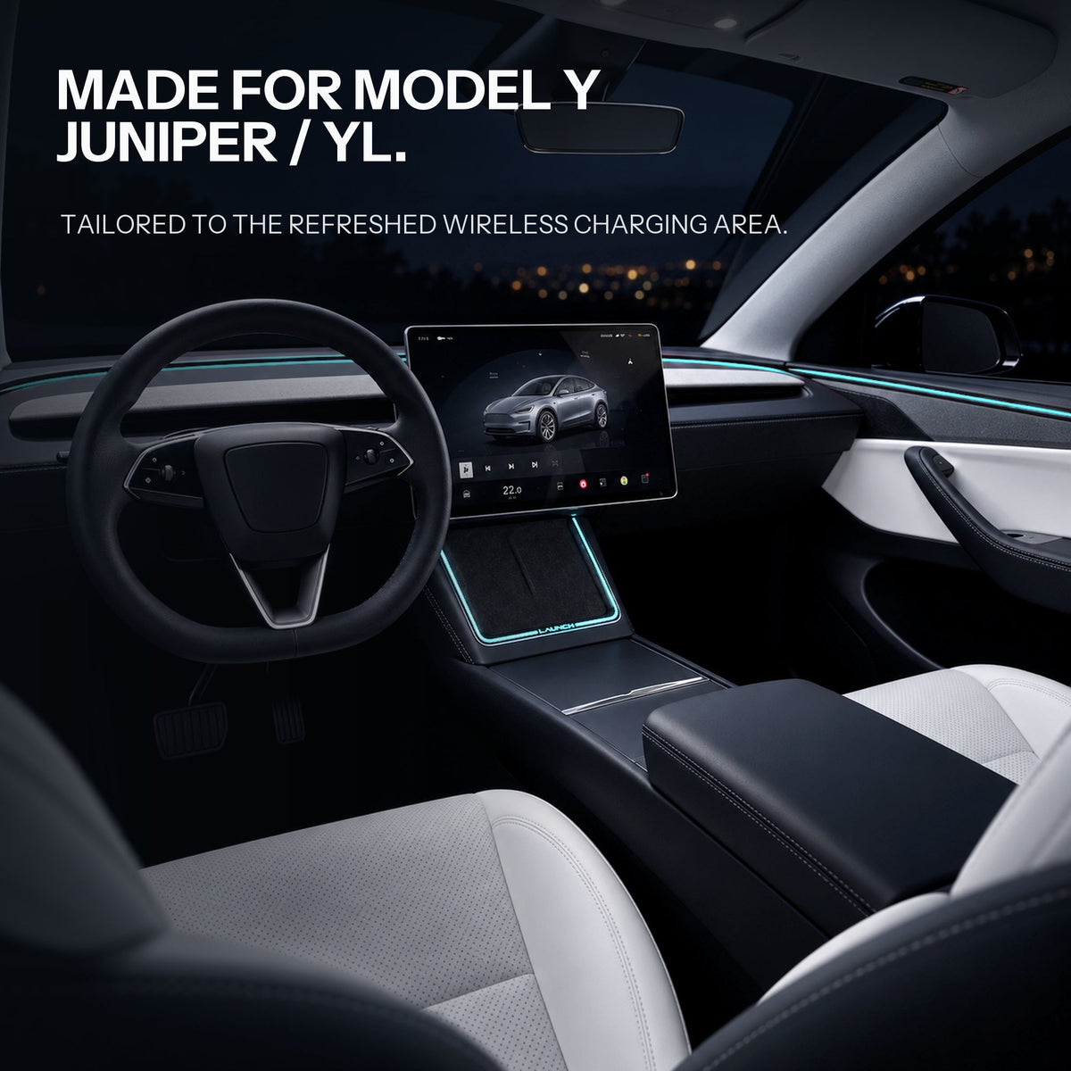Laser-Carved Ambient Light for Model Y Juniper / YL Wireless Charging Port | Sikunuo