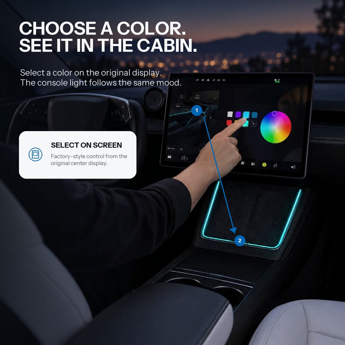 Laser-Carved Ambient Light for Model Y Juniper / YL Wireless Charging Port | Sikunuo