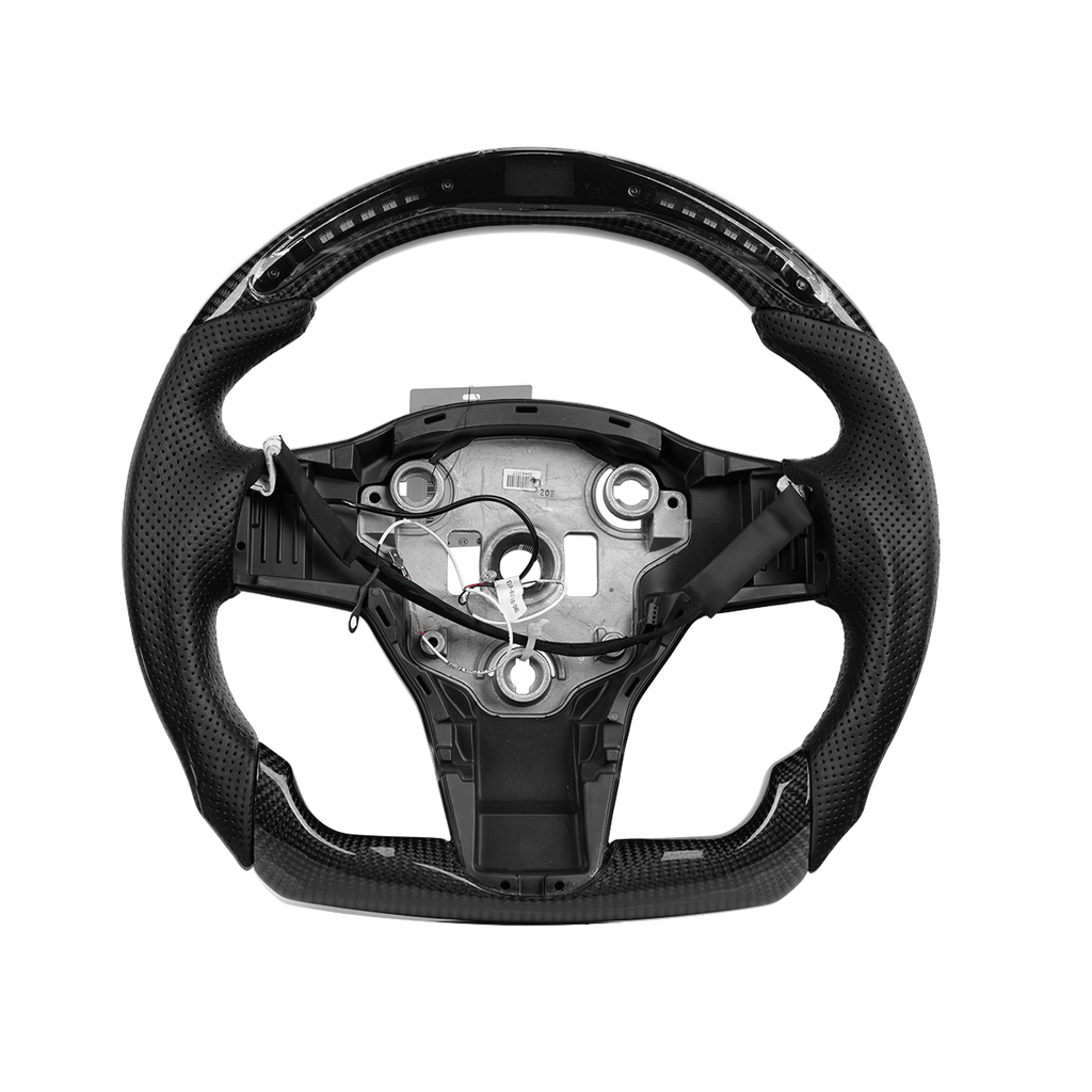 LED Carbon Fiber Steering Wheel with Lights for Tesla Model 3 / Y【Style 4】