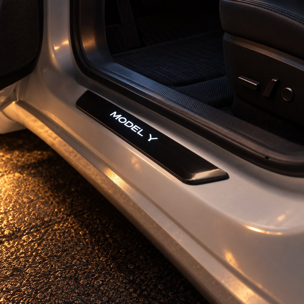 LED illuminated Welcome Pedal Door Sill Protector for Model Y / 3 | Sikunuo