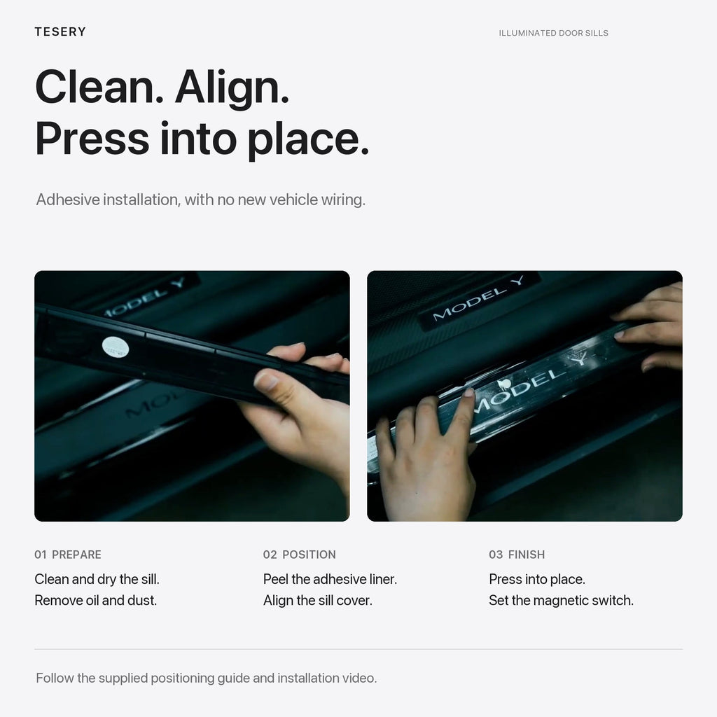 LED illuminated Welcome Pedal Door Sill Protector for Model Y / 3 | Sikunuo