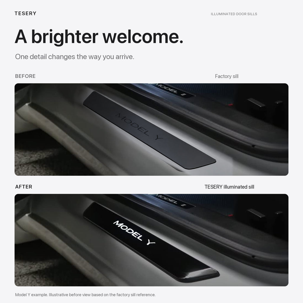 LED illuminated Welcome Pedal Door Sill Protector for Model Y / 3 | Sikunuo