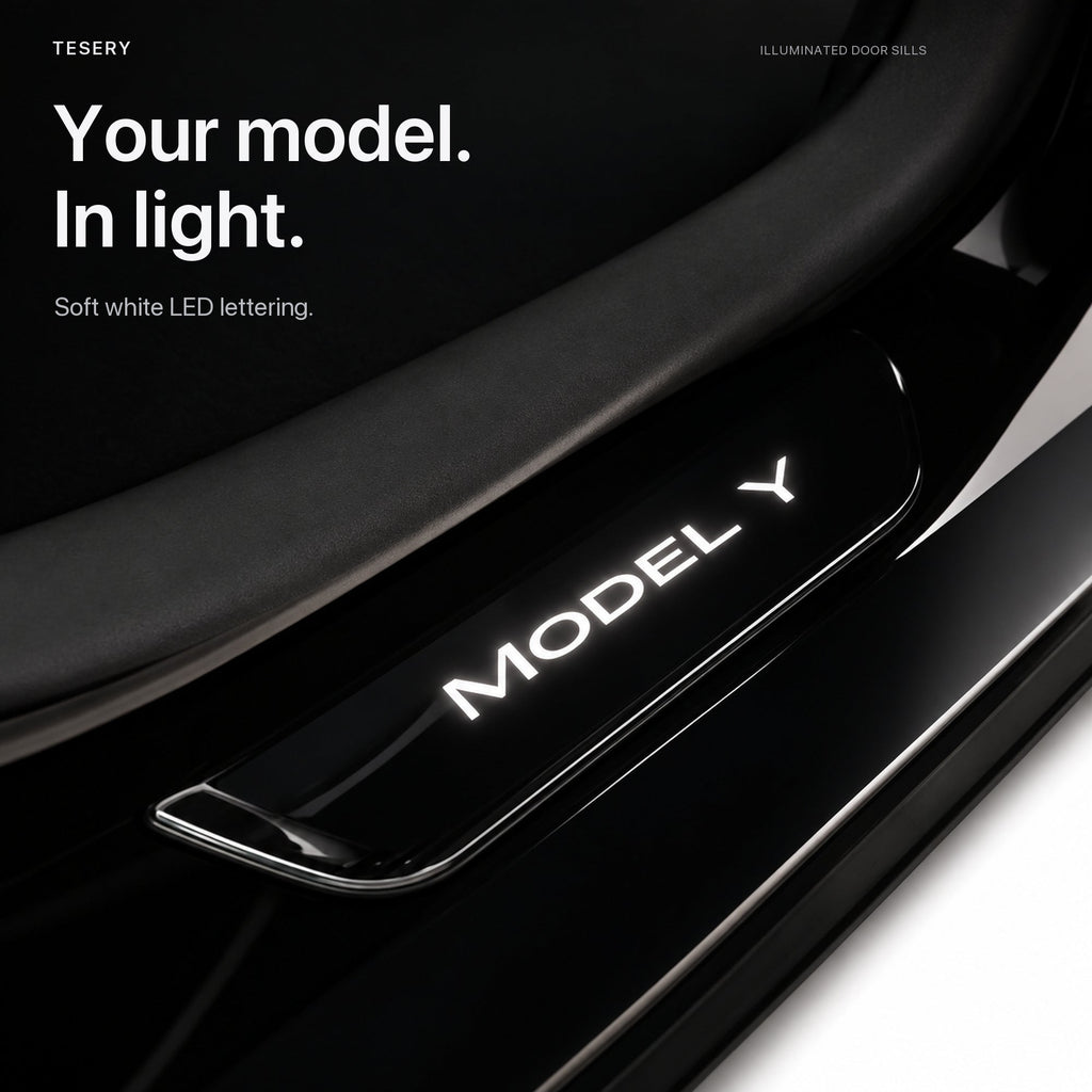 LED illuminated Welcome Pedal Door Sill Protector for Model Y / 3 | Sikunuo