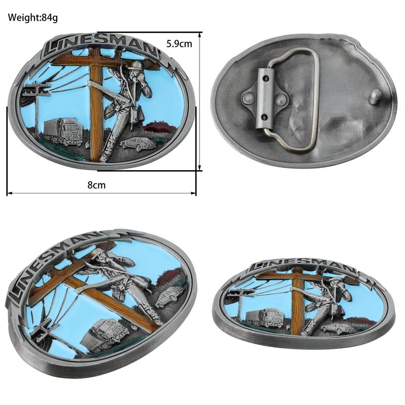 Linesman Belt Buckle Oval Power Line Worker Electrician