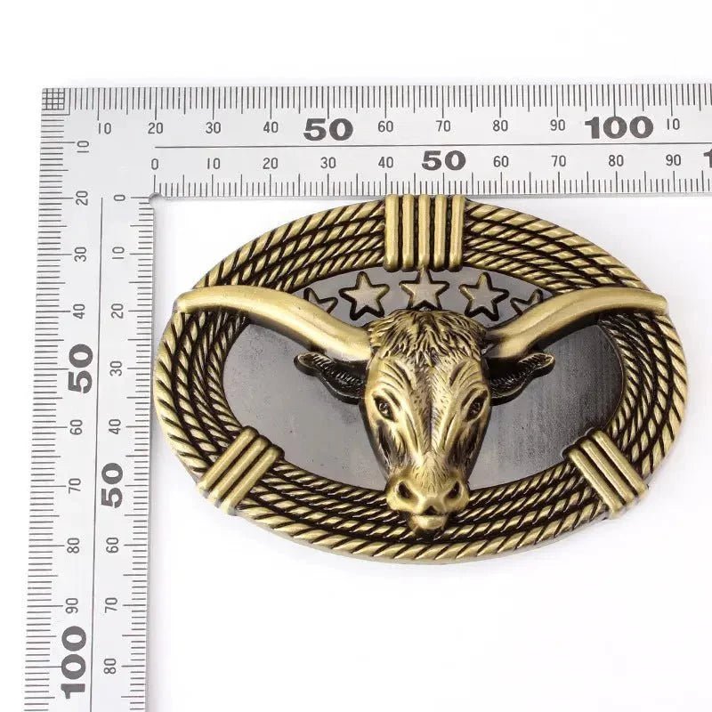 Longhorn with Star Belt Buckle