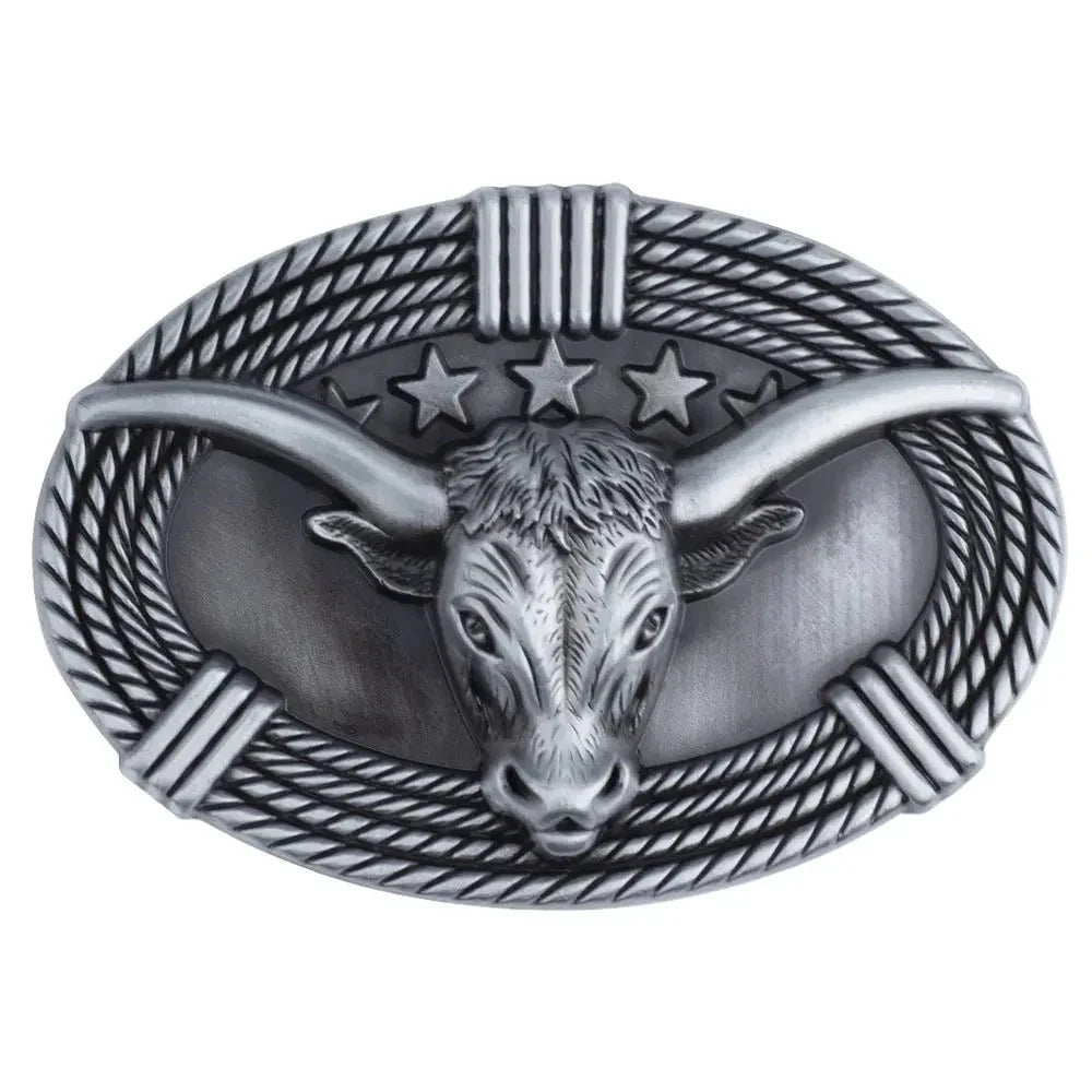Longhorn with Star Belt Buckle