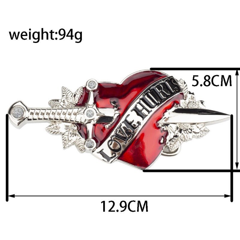 LOVE HURTS Heart-Piercing Sword Belt Buckle