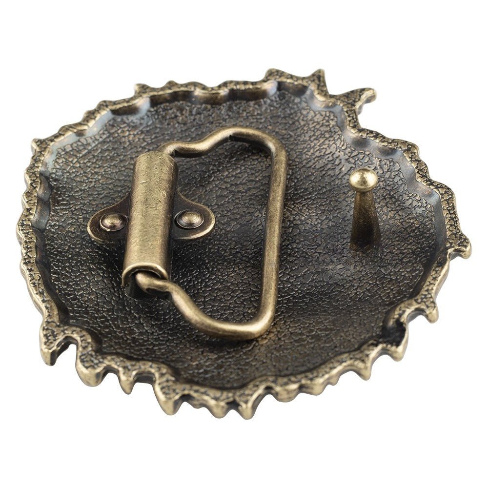Mens Lion Head Belt Buckle Silver 3D Embossed
